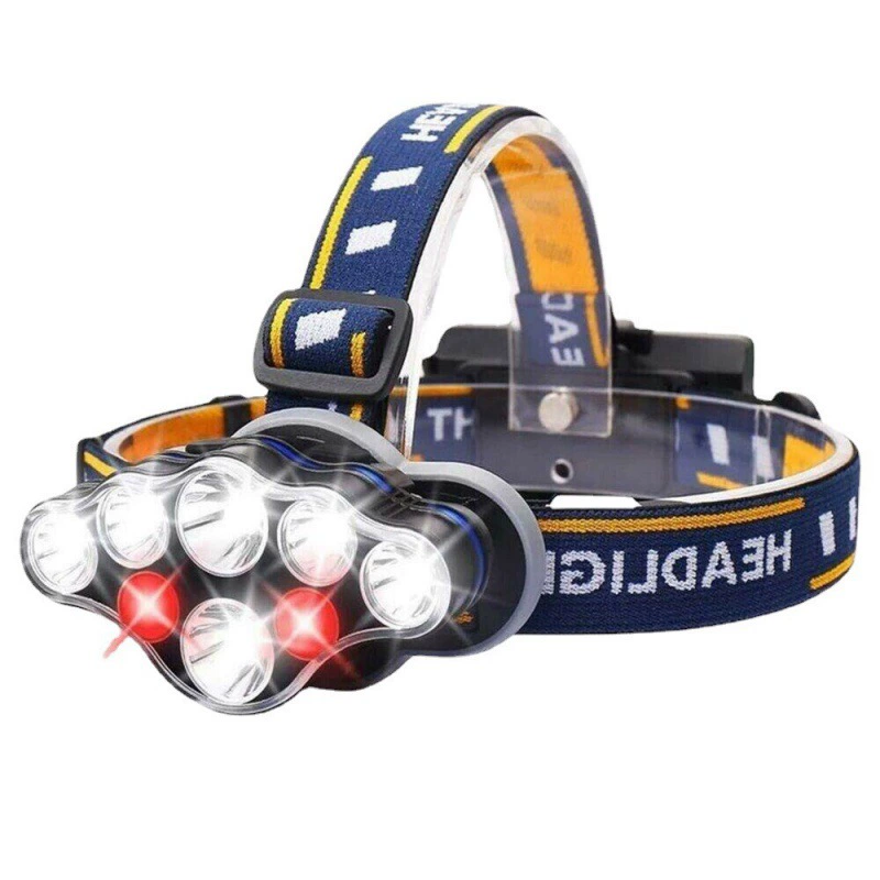 Новый LED мощный дальний свет фар зарядка на улице ночная рыбалка водонепроницаемый COB красный свет предупреждение пан -лысая голова лампа лампа