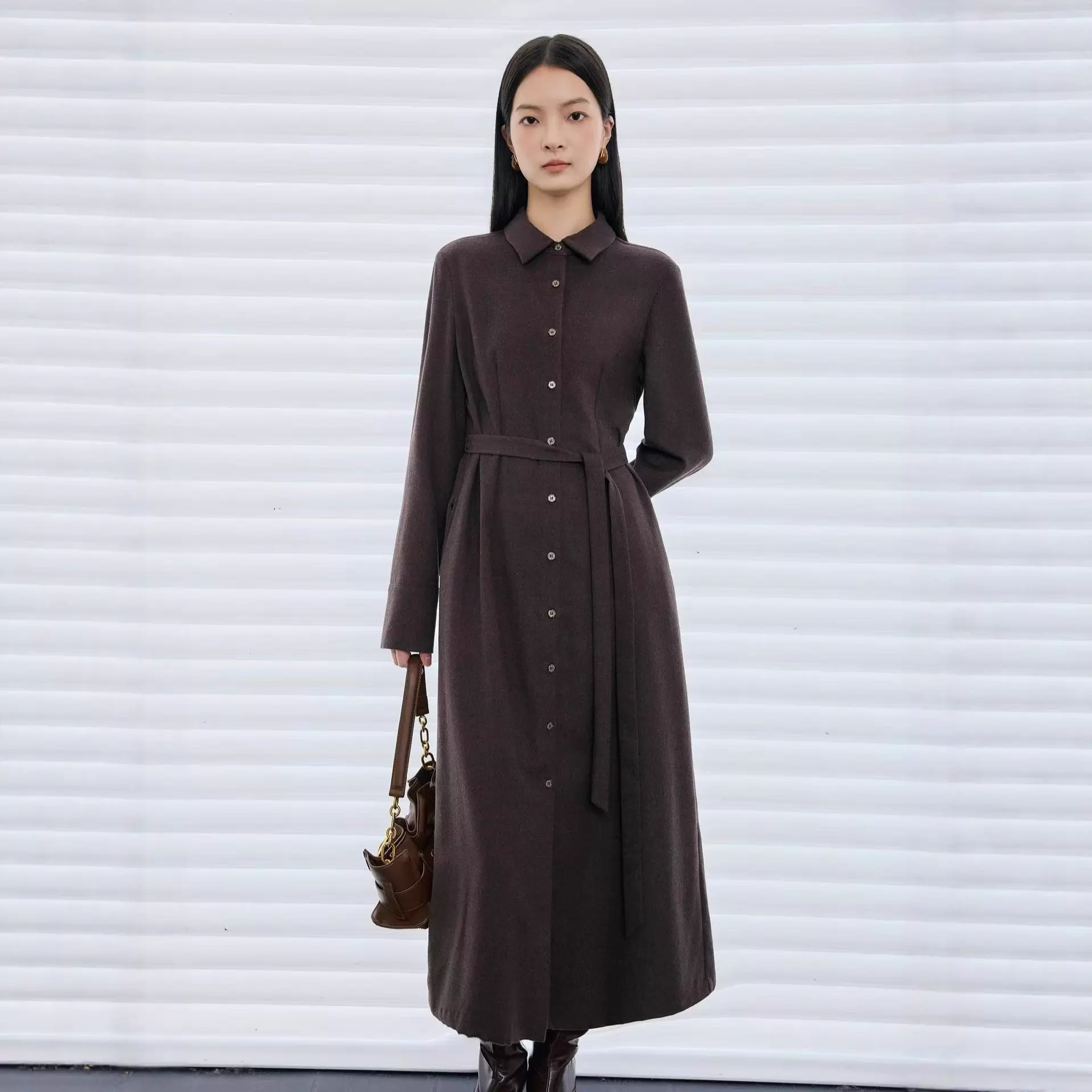 polo长袖气质显瘦衬衫连衣裙秋季2025新款高级感系带优雅裙子气质