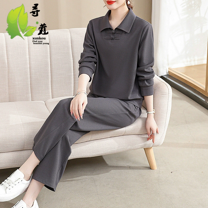 Новый набор одежды для мамы модные иностранные дамы среднего и пожилого возраста повседневная спортивная одежда из двух частей для женщин весна