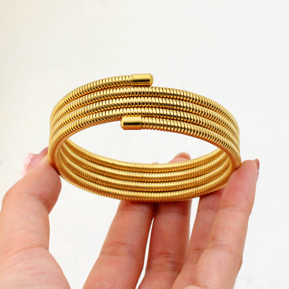 21g Weight PVD Coated Gold Plating Process 18K Gold, Real Gold Plated Plating Material 304 Stainless Steel Pendant Material Bangle Classification 304 Stainless Steel Chain Material 1 Piece Quantity Holiday, Daily Occasion 304 Stainless Steel Material Round Pattern Women's Gender Simple Style Style Waterproof Non Tarnish, Plating Craft PVD Coated 18K Gold Real Gold Plated Round 304 Stainless Steel Simple Style Waterproof Non Tarnish 304 Stainless Steel Bangle 8
