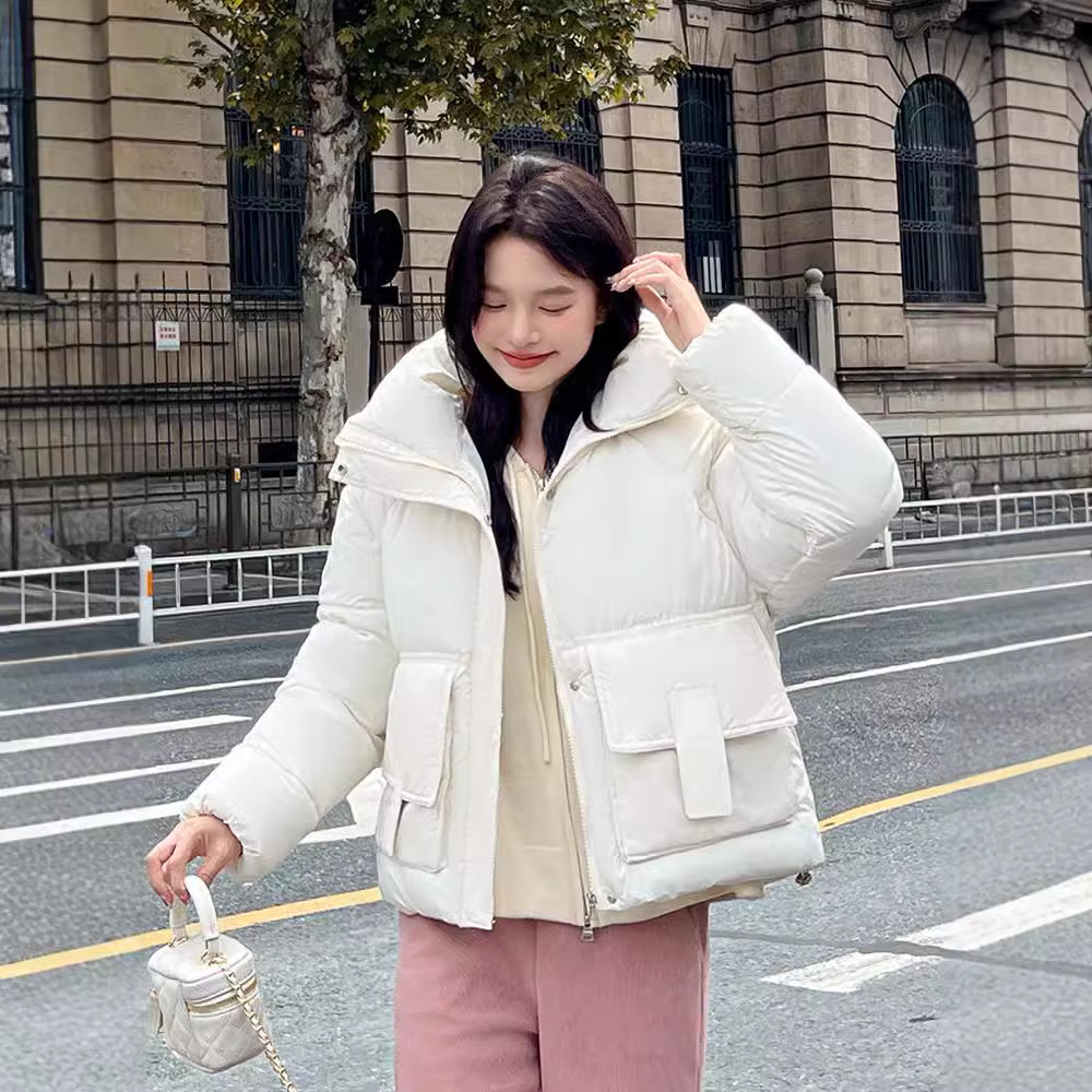 Chaqueta de algodón de pluma de mujer corta ropa de algodón coreana 2024 ropa de invierno nueva chaqueta de algodón suelta pequeña ropa de pan gruesa moda image 3