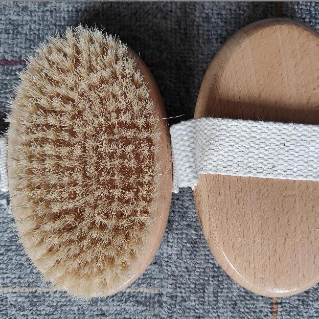 Cepillo de masaje de doble cara cepillo de baño de cuerpo de cerdas de bala mango de madera cepillo de Loofah Nanzhu Hemu cepillo de baño