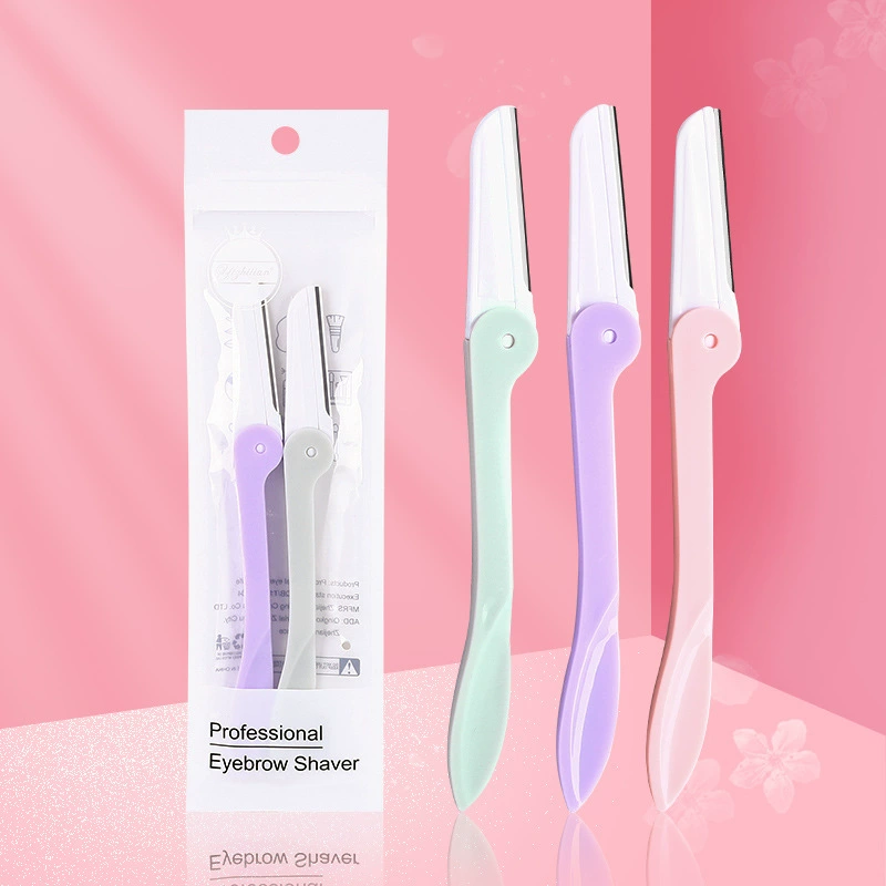 Eyebrow Razor Set, Foldable Handle with Protective Cover, Multi-Color Bulk Pack