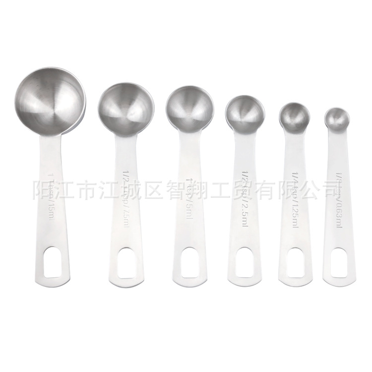 Cucharas Medidoras con Escala Juego de 6 Piezas de Acero Inoxidable 304 para Café y Repostería
