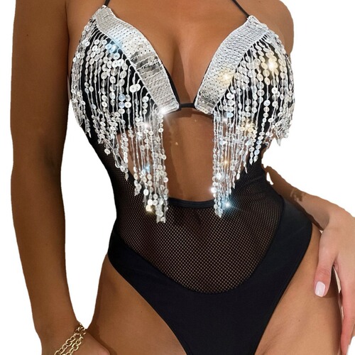  European and American cross-border sexy fringe bandeau bikini swimsuit