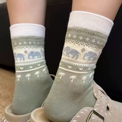 秋冬保暖袜复古菲尔岛袜子女中筒袜堆堆袜韩版灰色袜批发