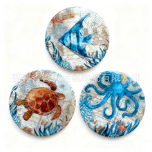 工厂直销海洋生物章鱼美式浮雕陶瓷冰箱贴装饰磁吸贴UV印定制批发