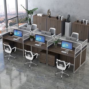 Staff Office Desk and Chair Combination Office Desk Simple Modern Company 2/4/6 Person Computer Work Desk Screen