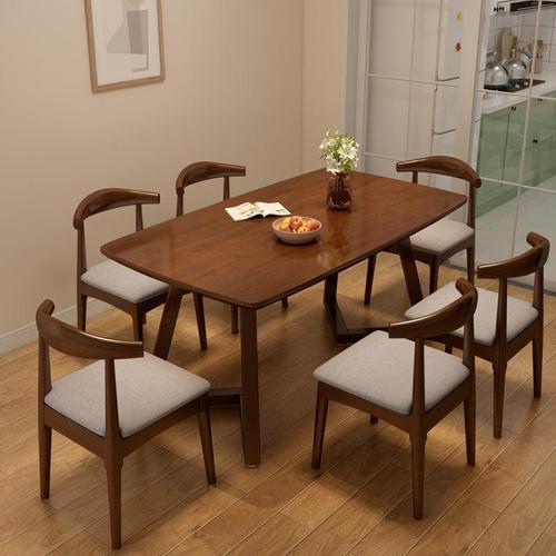 Nordic solid wood dining table modern simple economical rectangular dining table and chair combination small apartment living room home dining table