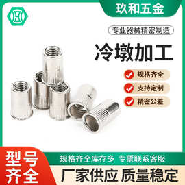 定制冷镦异型螺母加工非标件异形件冷挤压平头竖条纹不锈钢铆螺母