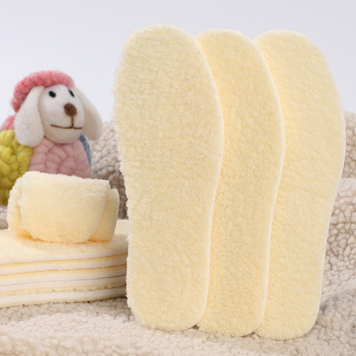 Thick Wool Fleece Insoles, Fleece Lined, Thick, Cuttable, Leather and Fleece Composite, Sweat Absorbent, Moisture Proof, Soft, Warm Insoles