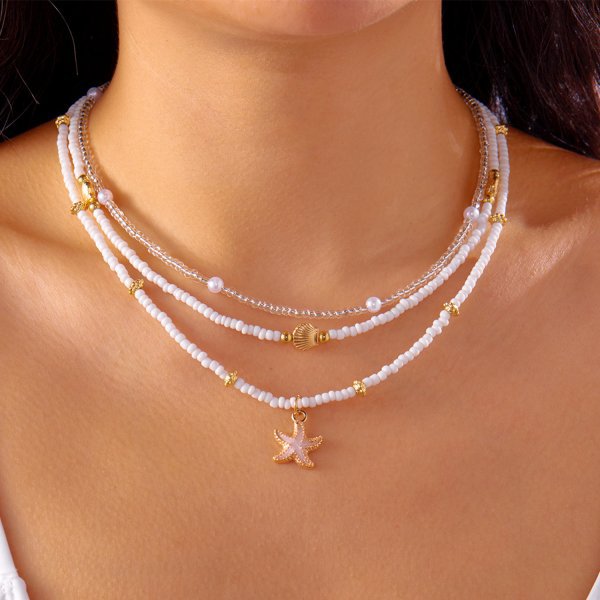 Set ketting en enkelbandje met schelp en ster kralen_voghion.com