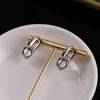 Earrings stainless steel, accessory, triangle, zirconium, Korean style, simple and elegant design