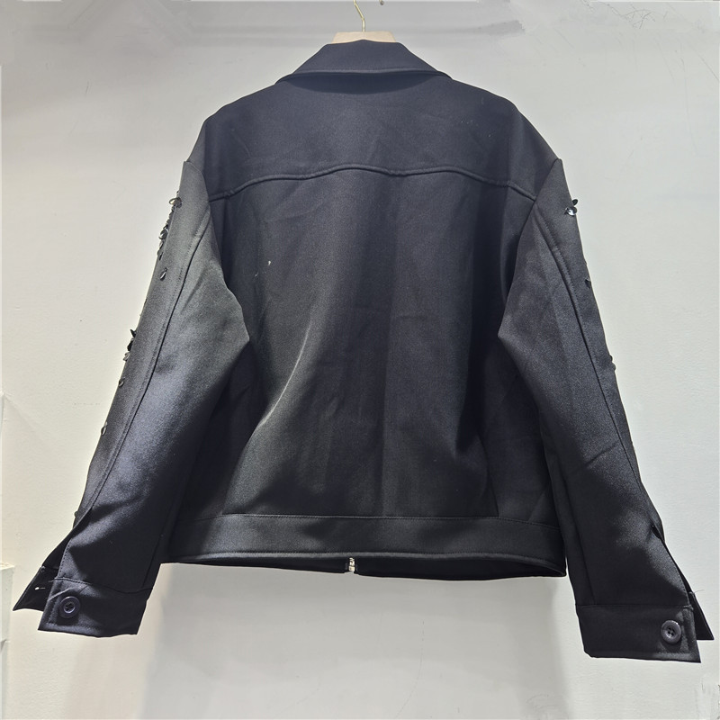 2026 primavera nueva industria pesada francesa bordado diseño sensación de collar clavos de perforación pieza de perla pequeña chaqueta cardigan chaqueta