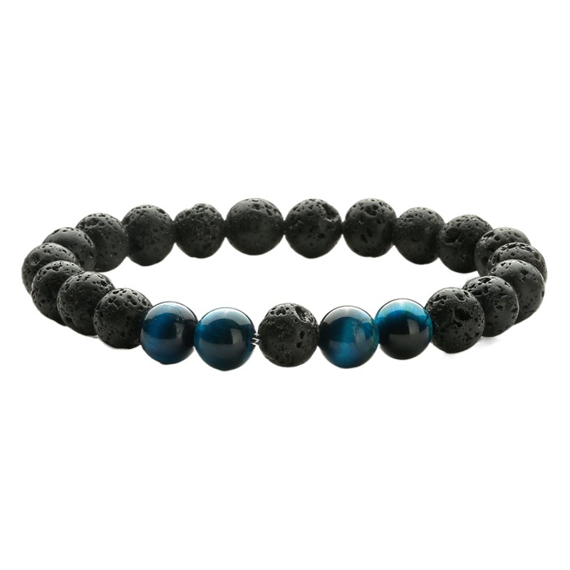 Amazon popular 8mm Ojo de Tigre piedra volcánica pulsera energía lava piedra pulsera al por mayor
