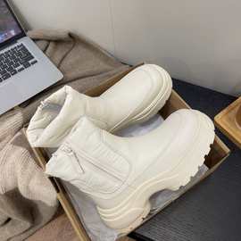 羽绒厚底雪地靴女2025新款冬季马丁短靴加绒防水防滑保暖面包棉鞋