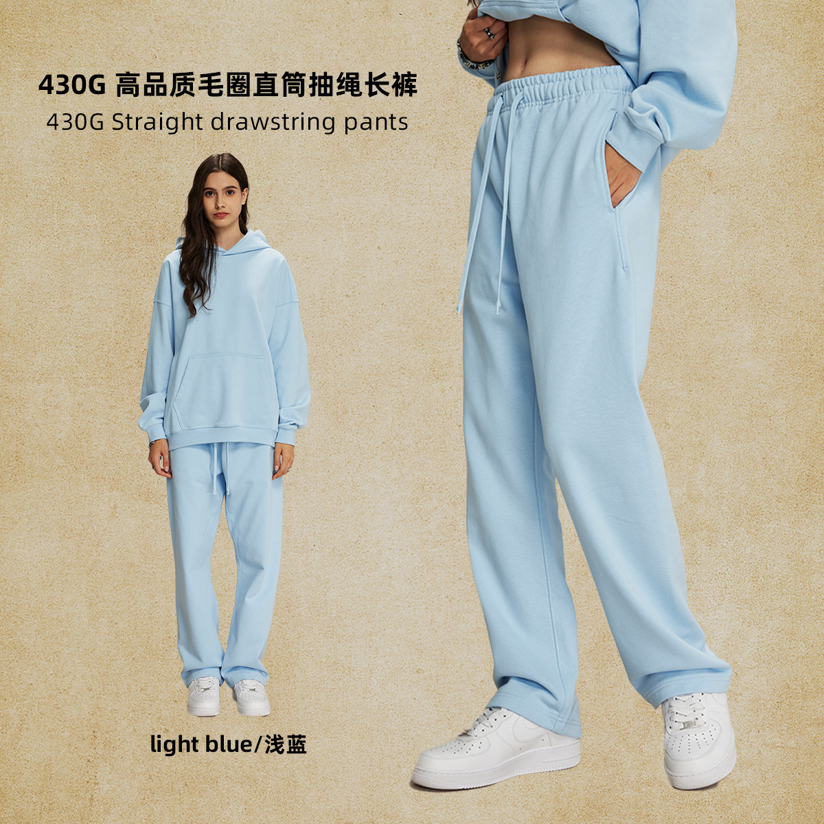 Pantalones para hombres otoño y invierno 430g de alta calidad, pantalones casuales para hombres, pantalones de estilo callejero sueltos, pantalones para hombres image 9