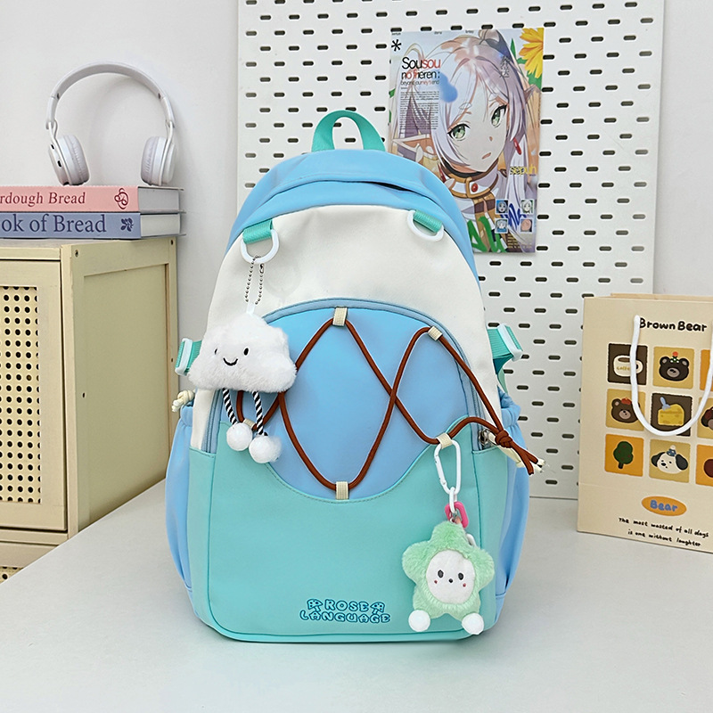 Mochila escolar de todo fósforo para niña fresca, salida de primavera, mochila ligera y pequeña, mochila de estudiante de color de contraste, mochila escolar