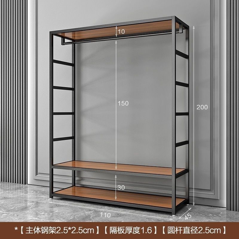衣帽架钢结构衣柜家用卧室加厚双层加粗衣帽架两层金属简约现代|undefined
