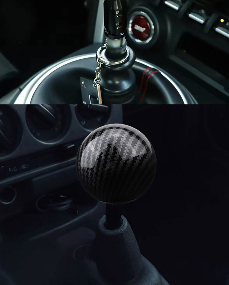 Cross-border car modification accessories: carbon fiber gear shift knob, round carbon-pattern shift knob, automatic gear shift handle decoration