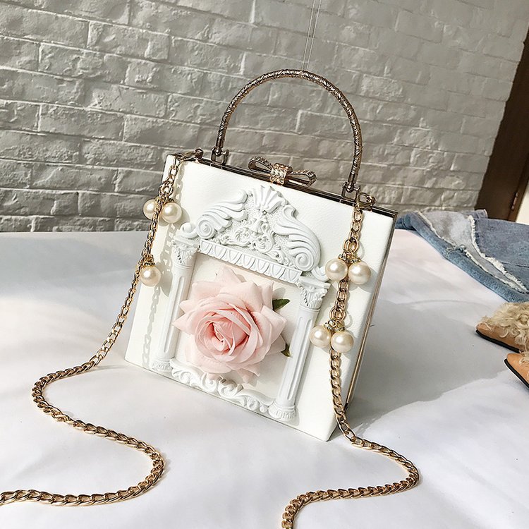 Women's Small Pu Leather Flower Streetwear Pearls Lock Clasp Shoulder Bag display picture 20