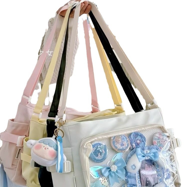 (2개) 대학 스타일 올매치 높은 가치의 어깨 가방 크로스 바디 백 소프트 소녀 소녀의 대용량 맛있는 통증 가방 듀얼 사용 배달 보드