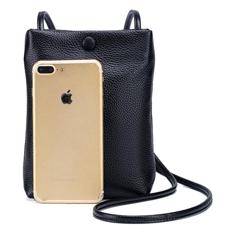 Bolso pequeño bandolera de cuero genuino simple de las mujeres de vaca casual hombro pequeño bolso ins Mori cuero suave mini cubo bolsa