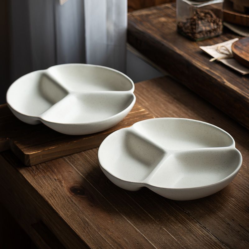 Plato de comedor de cerámica creativa, reducción de grasa, plato de tres comparticiones cuantitativo, plato de frutas de estilo simple, plato de desayuno, plato de comedor doméstico para niños