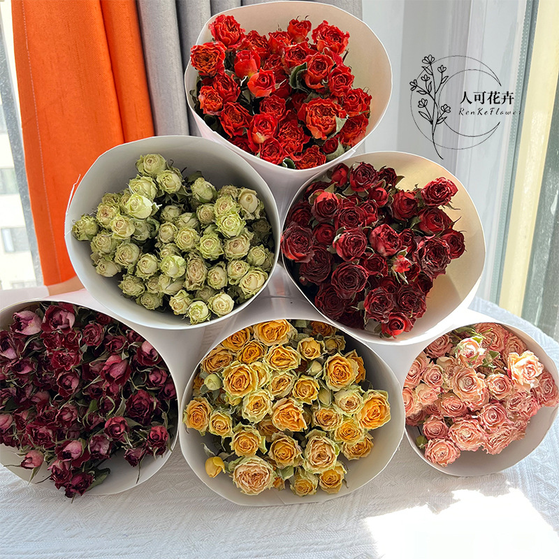 干花玫瑰多头花束diy手工材料装饰摆件礼品批发
