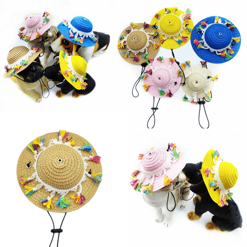 Шляпа для домашних животных Летняя собака Солнцезащитный козырек Соломенная шляпа Фадоу Теди Милый питомец Кошка Вечеринка Головной убор для домашних животных Шляпа