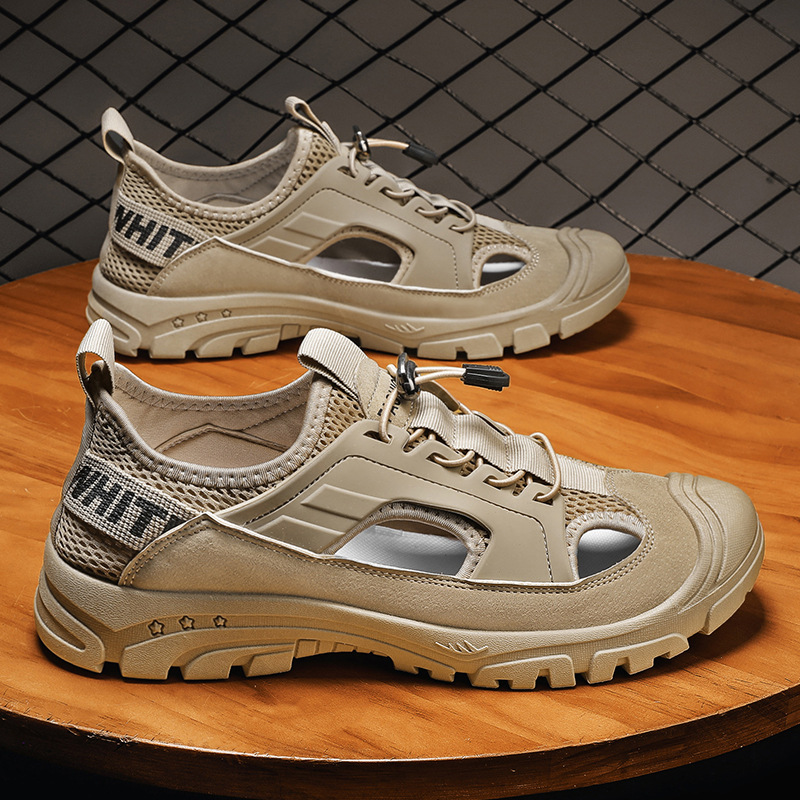 2023夏季新款拖鞋男外穿鏤空包頭拖鞋男士防滑戶外休閒時尚涼鞋男