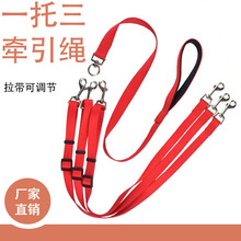 狗狗三头牵引套装一托二托三牵引绳大中小型犬外出宠物遛狗带厂家