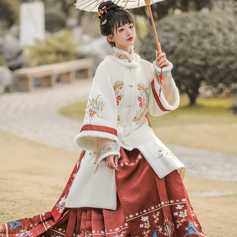 Ming вертикальный воротник, ханьская одежда, женская теплая осень и зима, новый китайский стиль