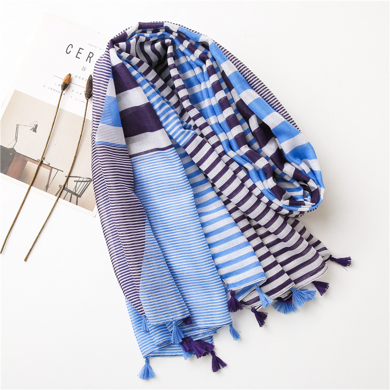 Korean Fashion Shawl New Style Striped Color Matching Scarf display picture 17