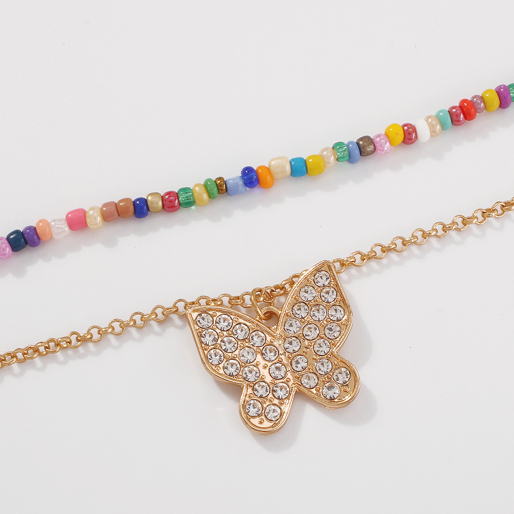 Rétro Alliage Couleur Miyuki Perle Multicouche Papillon Pendentif Collier En Gros Nihaojewelry display picture 9