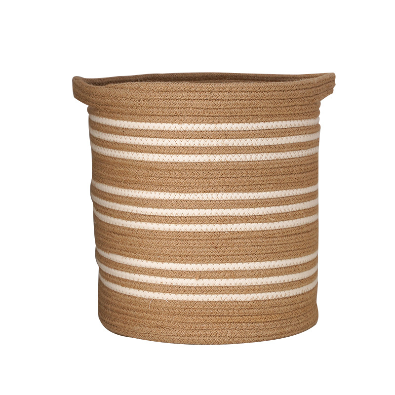 棉绳编织收纳筐 简约日式衣物收纳篓圆形储物篮 外贸出口编织篮