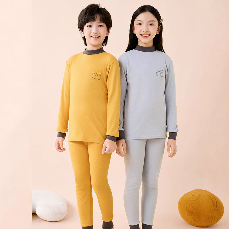 儿童秋衣秋裤纯棉男女童保暖内衣套装青少年打底棉毛衫中小童睡衣|undefined