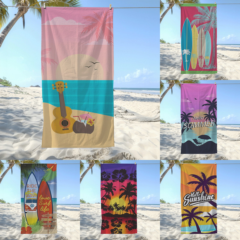 Cross-border bestseller coconut tree print microfiber beach towel, available for dropshipping on Amazon and TEMU, summer swimming bath towel Cross-border bestseller coconut tree print microfiber beach towel, available for dropshipping on Amazon and TEMU, summer swimming bath towel