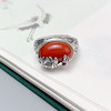 Red ethnic ring, jewelry, silver 925 sample, ethnic style, on index finger, Birthday gift