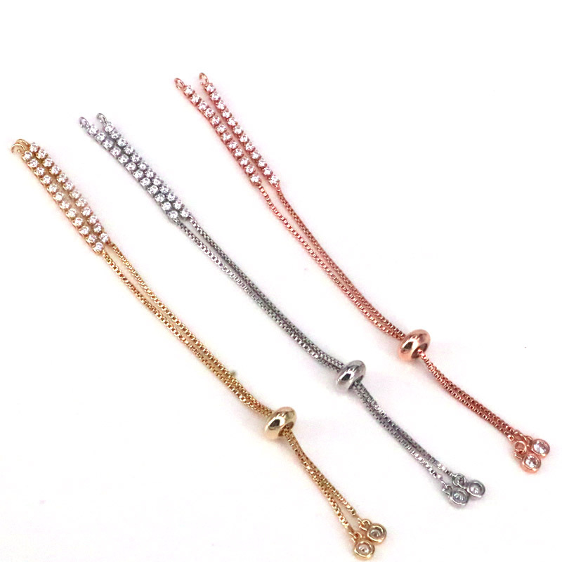 Colorpreserving DIY jewelry accessories white zirconium pushpull copper braceletpicture4