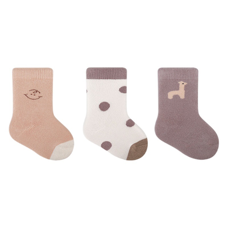 Calcetines para bebés Otoño e Invierno engrosados Terry cálido bebé recién nacido calcetines boca suelta sin hueso hombres y mujeres NIÑOS Calcetines de algodón a media pierna