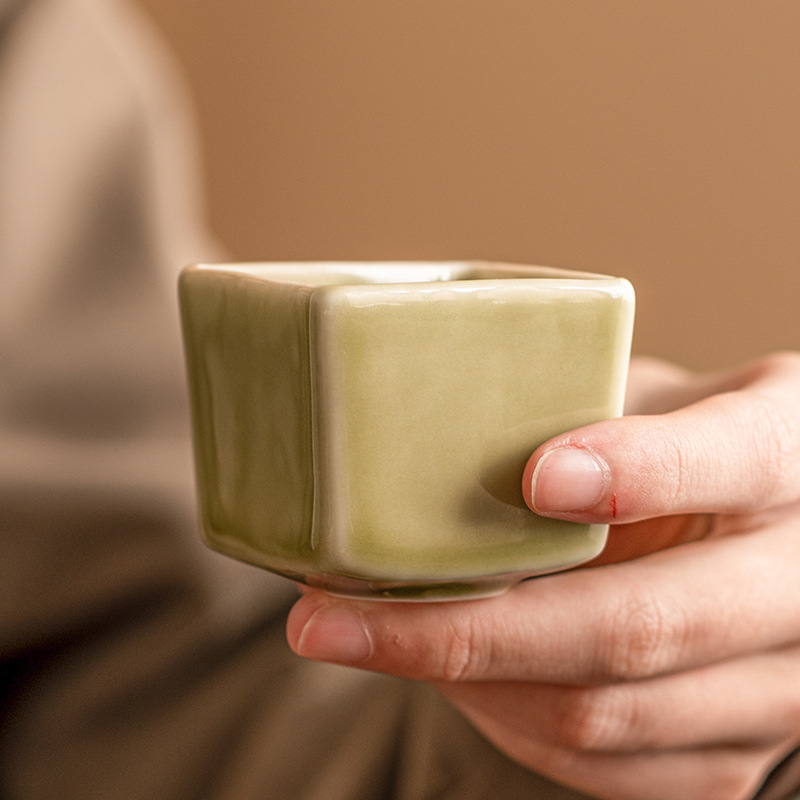 耀州窑四方杯主人杯高档家用个人喝茶杯子单个功夫茶具品茗杯单杯