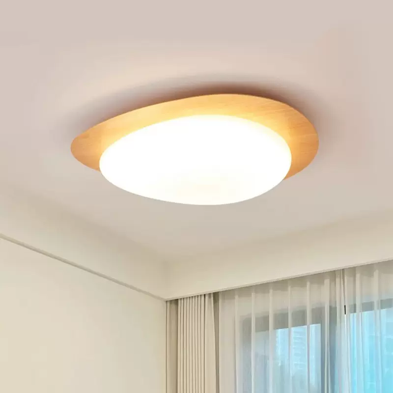 原木奶油风卧室灯吸顶灯鹅卵石护眼房间灯中古复古过道阳台书房灯