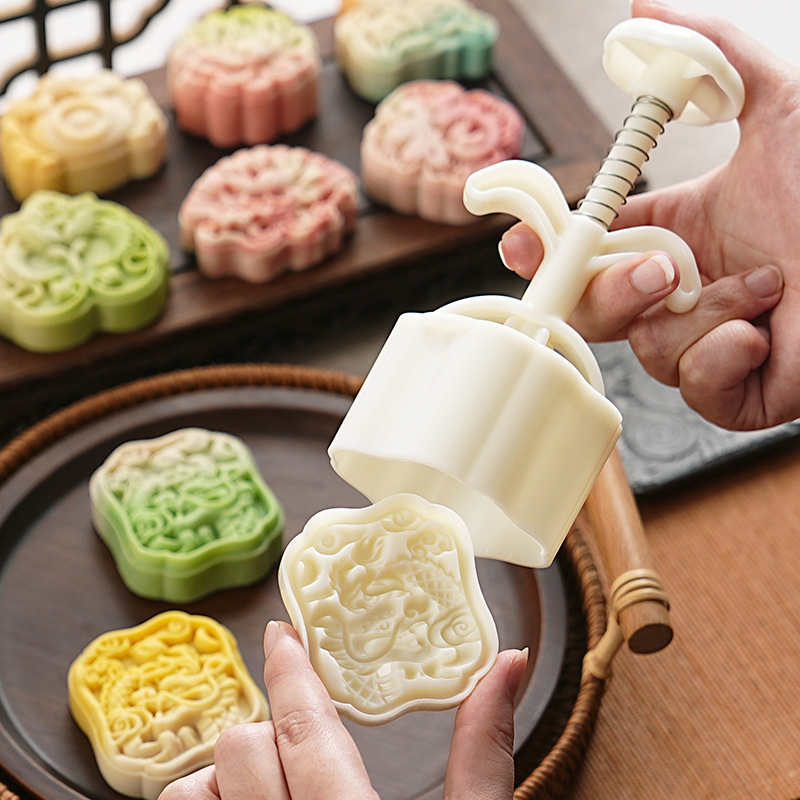 月饼模具新款2025国潮宫廷风福龙玉兔手压做绿豆糕点心磨家用烘焙|undefined