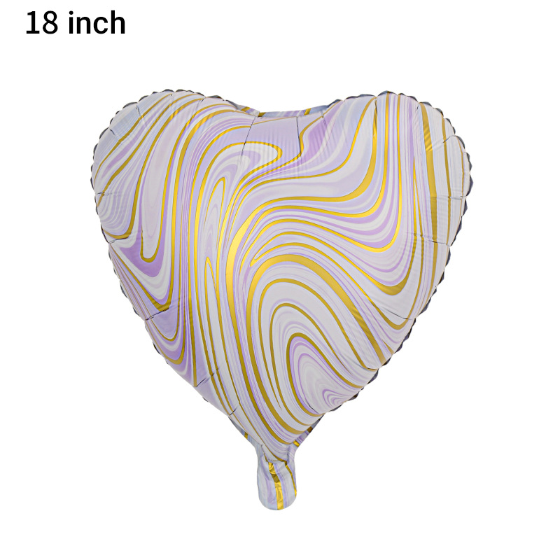 18 pulgadas corazón de melocotón estrella de cinco puntas globo de película de aluminio fiesta de cumpleaños decoración de boda ágata amor textura en forma de corazón globo al por mayor