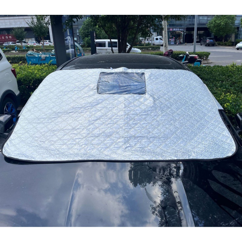 Qìchē Car Sun Shade Sunscreen Heat Insulation Half Cover Snow Windshield (Car snow shield) - horizontal-opening-window-silver-14595cm