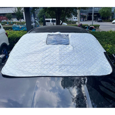 Cross-border car sunshade sunscreen heat insulation half cover snow window snow cover car clothing car snow cover (Car snow shield) - transverse-window-silver-14595cm