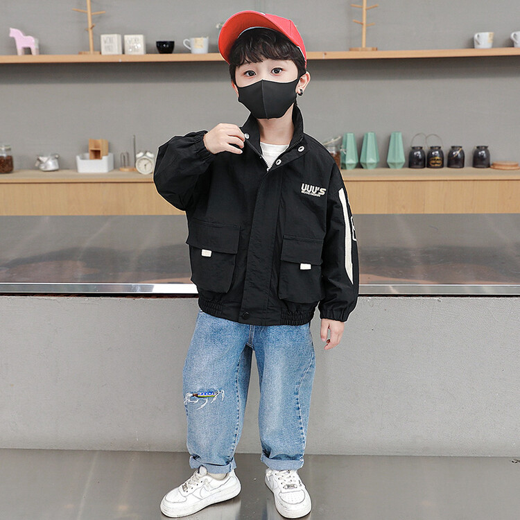 Sprint Suit 2023 Spring and Autumn New Children's Standing Neck Windbreaker Boys' Handsome Versatile_voghion.com