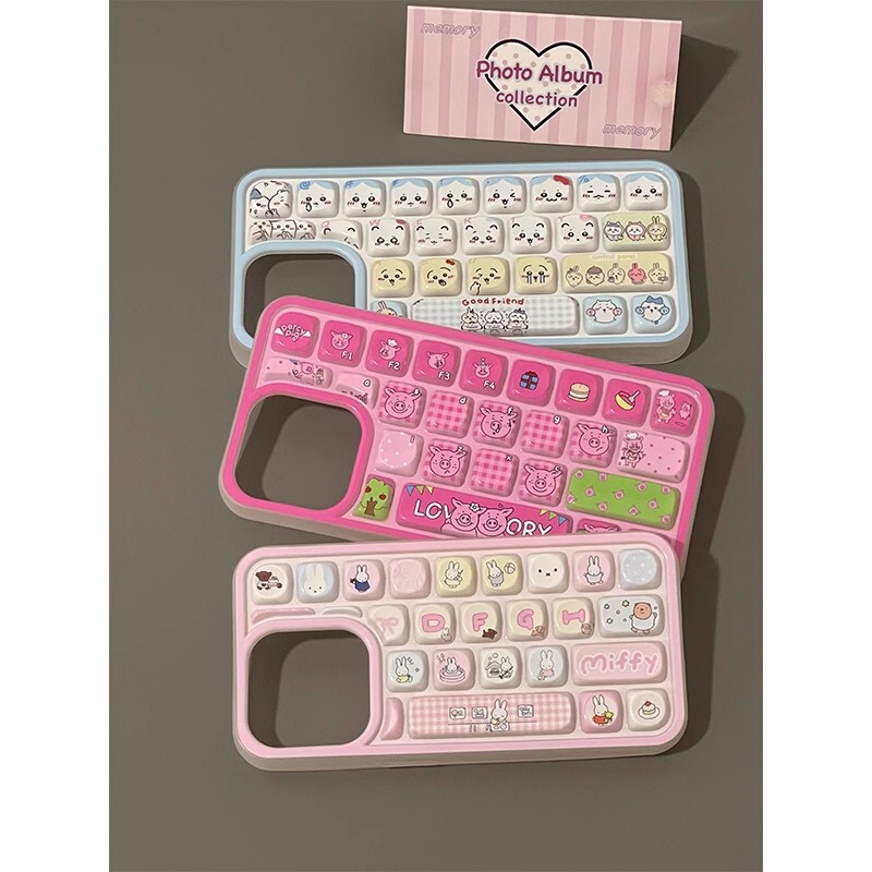 Cute Masha Pig for Apple 16promax Phone Case iPhone15 Three-dimensional Keyboard 14 Drop-resistant 13 Soft 12
