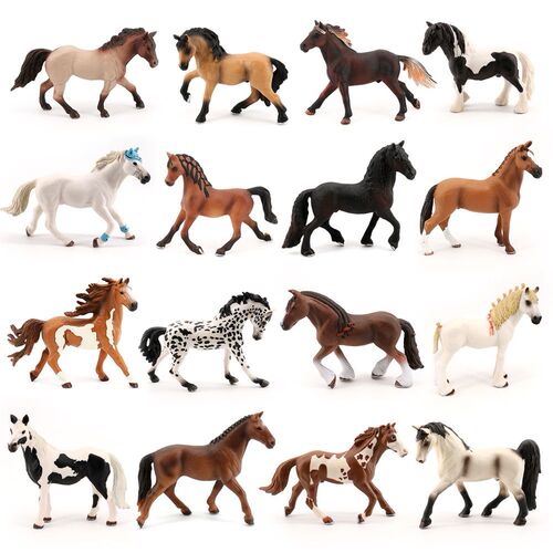 Children's simulation animal toys wild animal model set horse white horse thousand li horse athletic rider jockey